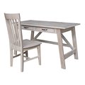 International Concepts Serendipity Desk with 2 Drawers and Chair, Washed Gray Taupe K09-OF-69-C465